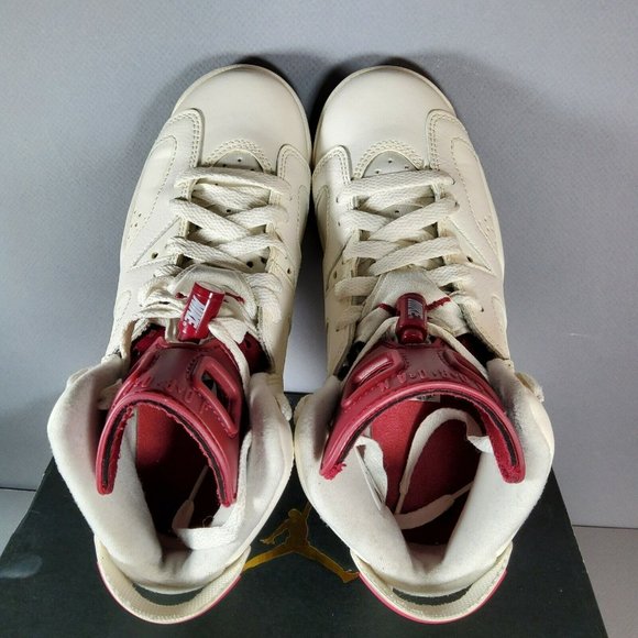 Nike Air Jordan 6 Retro OG GS Off-White Maroon Size 4Y 836342-115 Cream 2015 - Picture 4 of 8